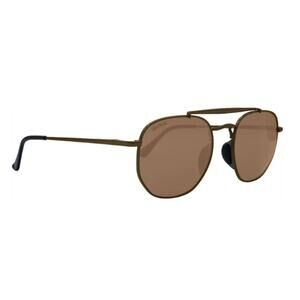 Womens Matte Olive Green Metal Frame Bronze Brown Lense Navigator Sunglasses New